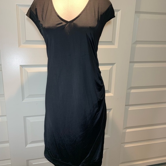 𝅺max Coco Women's Large Black Bodycon T Shirt Dress Rushed Side Stretchy - Picture 4 of 12